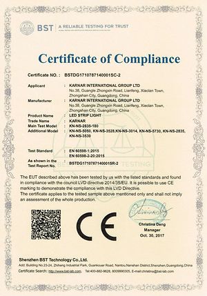 Шаҳодатномаи CE,Шаҳодатномаи GS,Шаҳодатномаи CE барои нури пилкии LED 4,
18062110,
KARNAR INTERNATIONAL GROUP LTD
