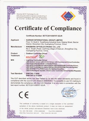 CE-certificaat,FCC-certificaat,ROSH certificaat certificaat voor LED-lamp 2,
c-LVD,
KARNAR INTERNATIONAL GROUP LTD