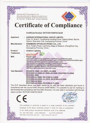 GS Certificate,Certificate,Sertifikat sertifikat ROHS kanggo lampu liburan LED 4,
f-EMC,
KARNAR INTERNATIONAL GROUP LTD