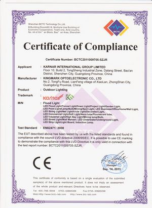 сертыфікат CE,GS сертыфікат,Сертыфікат Рош сертыфікат ад паводак святла LED 5,
f-EN62471,
KARNAR INTERNATIONAL GROUP LTD